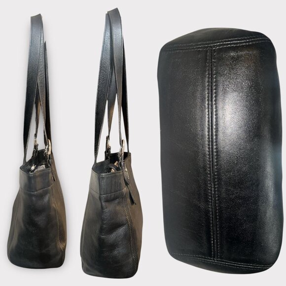 VTG Coach Waverly Soho Buckle Tote 4157 Black Leather Silver 90s Made in Dom Rep - Picture 5 of 8